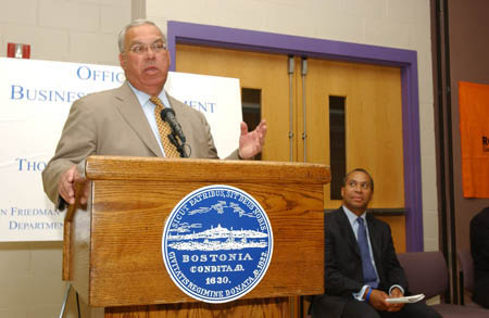 Mayor Menino Announces Energy Buying Partnership as Governor Deval Patrick looks on