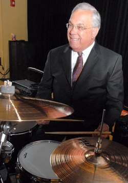 Mayor&nbsp; Menino demonstrated his drumming skills at the ribbon cutting celebration for Zumix&rsquo;s new headquarters in East Boston
