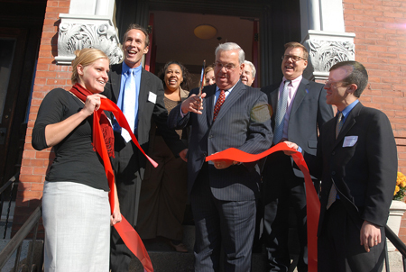Mayor Menino cuts ribbon at the Victory Housing