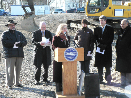 Speakers at Kasanof groundbreaking site