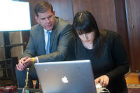 Mayor Walsh at Computer (200)